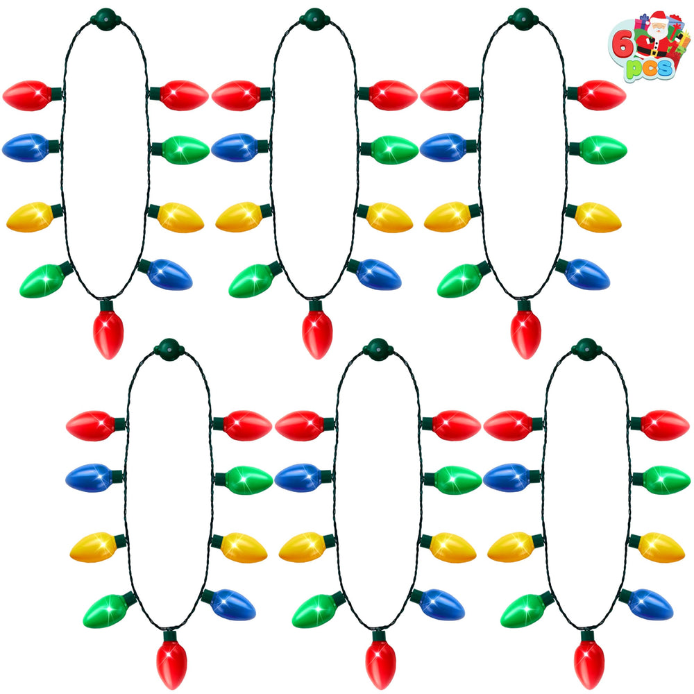 JOYIN Christmas LED necklaces, 12-pack, perfect for holiday parties and photos.