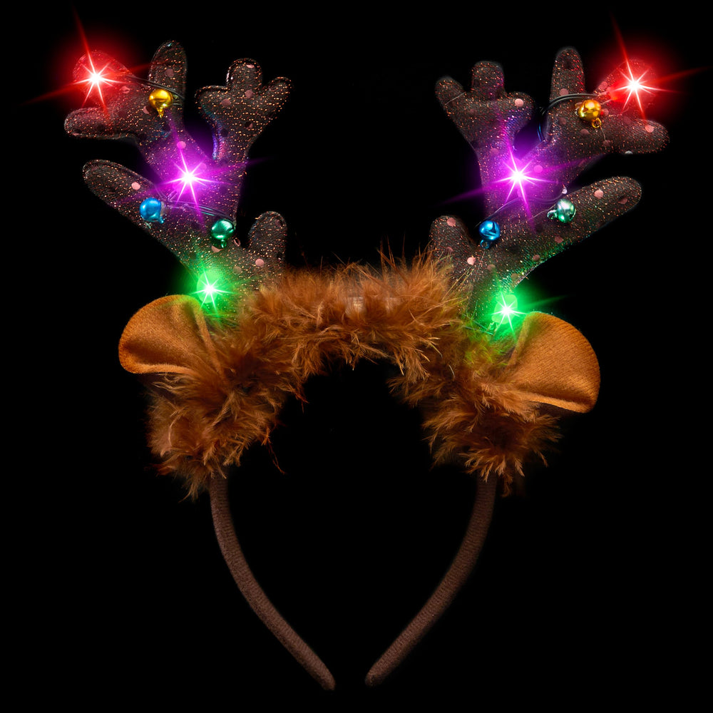 JOYIN headband with LED bulbs providing bright, hands-free holiday glow