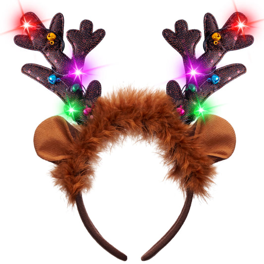 JOYIN Christmas light-up headband with reindeer antlers for festive cosplay