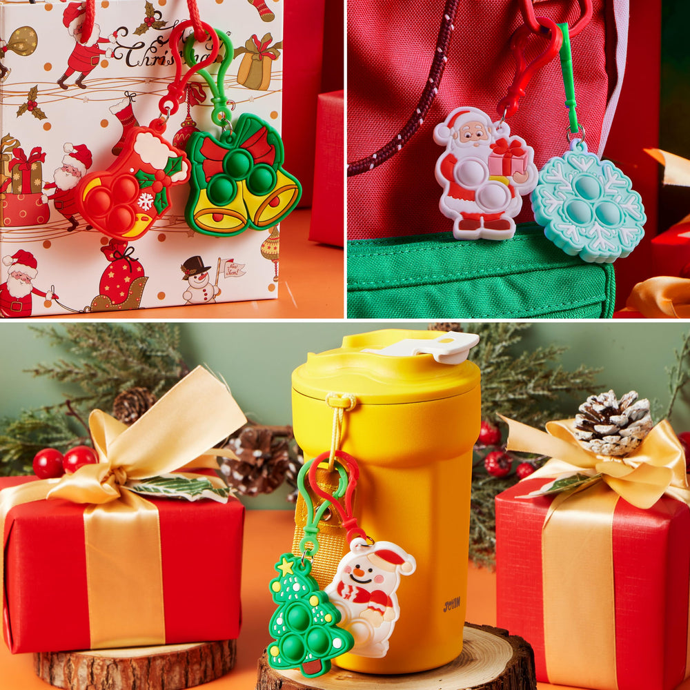JOYIN Christmas pop toy snowman design adds portable festive fun.