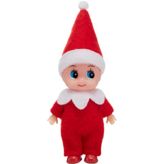 JOYIN Christmas red elf doll on surface adds festive charm