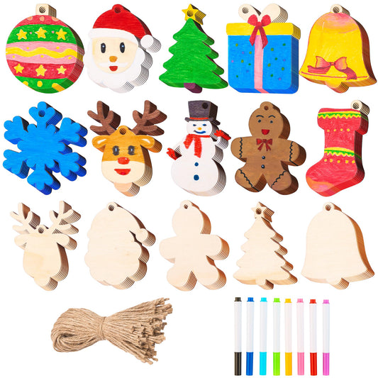 JOYIN Christmas wooden ornaments ready for painting and tree decoration.