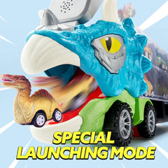 JOYIN Dinosaur truck carrier with sounds and lights enhances storytelling sessions.