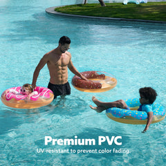 JOYIN Donut Pool Float 32.5-inch dimension demonstrates size ideal for adults and kids.