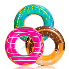 JOYIN Donut Pool Float Strawberry Dream with glitter reflects sunlight for vibrant pool fun.
