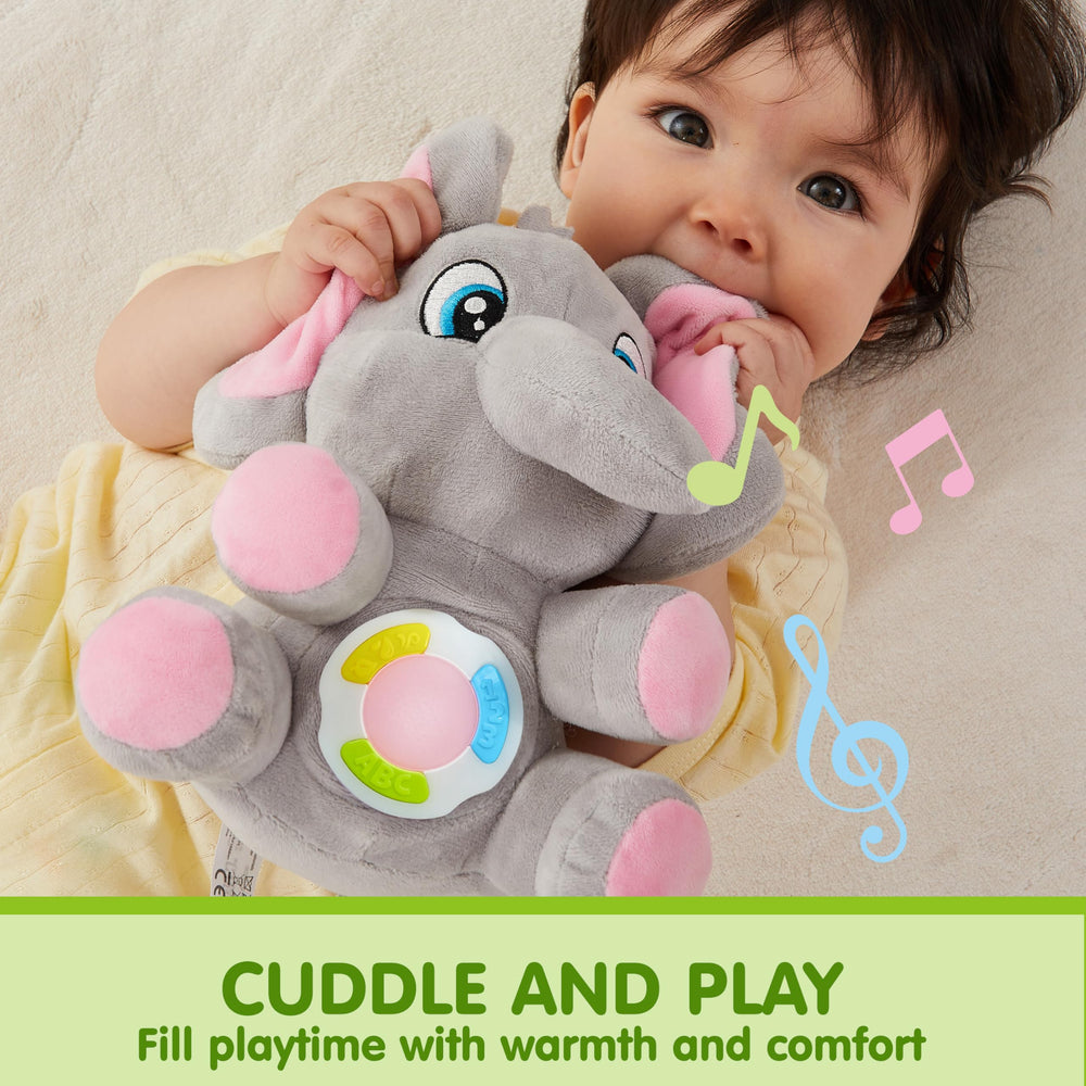 JOYIN elephant plush with soft light effects to aid visual focus during play