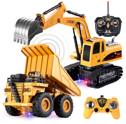 JOYIN excavator RC in digging action for imaginative play and coordination