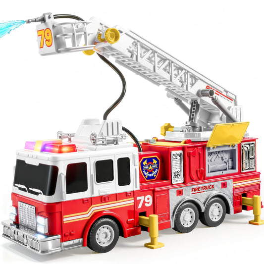 JOYIN extra-large fire truck with 33-inch ladder for imaginative rescue play