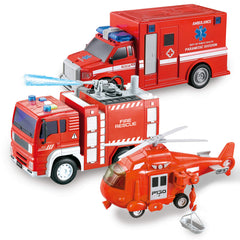 JOYIN fire engine with lights and sirens excites imaginative rescue play.