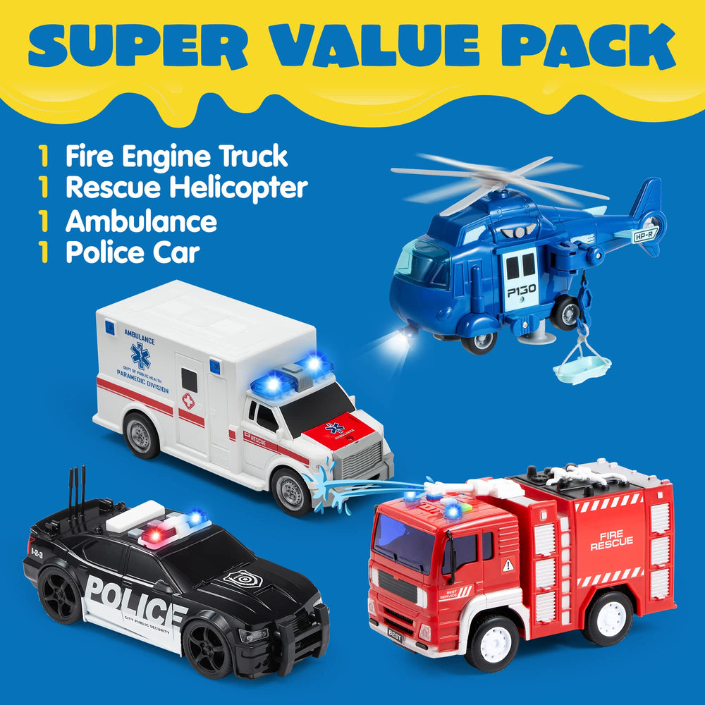 JOYIN fire truck with flashing lights for interactive rescue play.