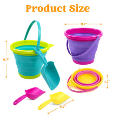 JOYIN foldable beach bucket green open for sandy art play.