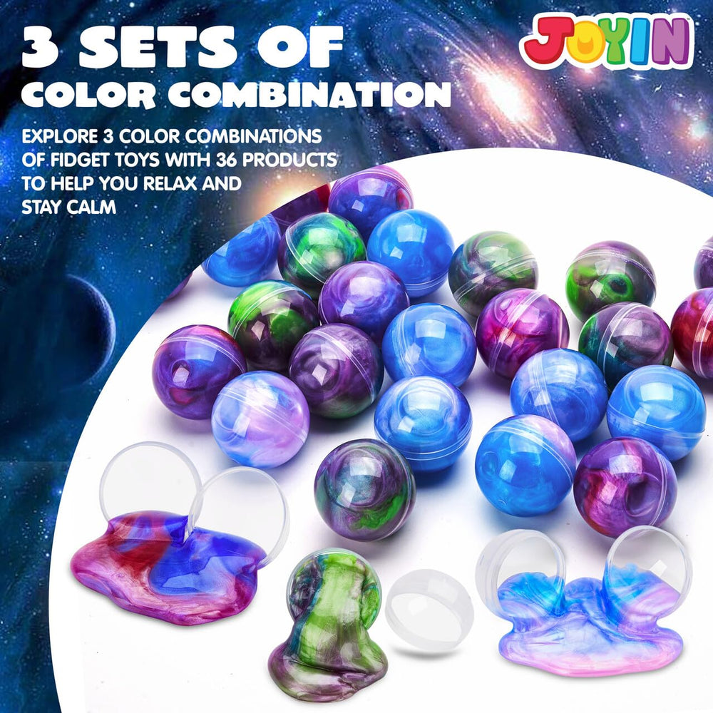 JOYIN galaxy slime ball set visible in purple-pink tones for creative fun.