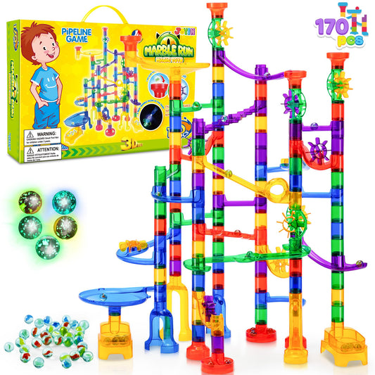 JOYIN glowing marble run tracks for bright, organized play.