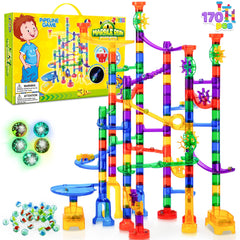 JOYIN glowing marble run tracks for bright, organized play.