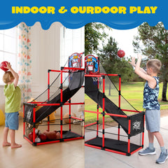 JOYIN indoor basketball set with 4 balls supports family-friendly playtime.