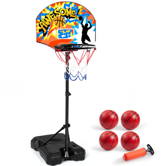 JOYIN kids basketball hoop assembly shows quick setup for family play.
