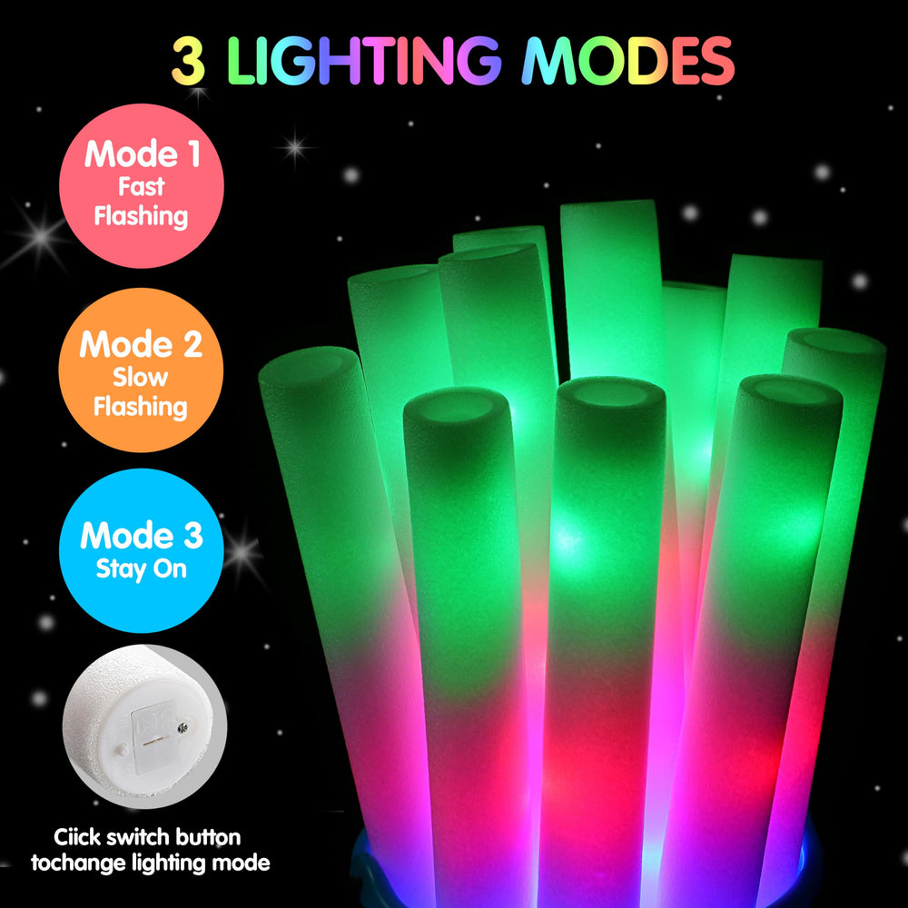 JOYIN LED foam stick with three modes for dynamic glow effects.