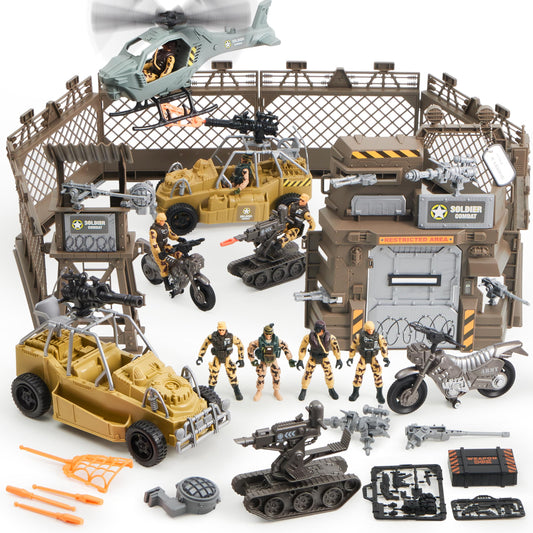 JOYIN military base door with interactive gates for immersive play.