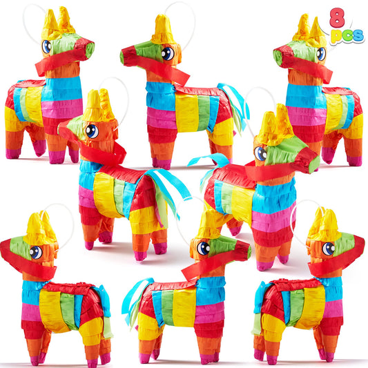 JOYIN mini donkey pinatas 8-pack rainbow for festive Cinco de Mayo celebrations