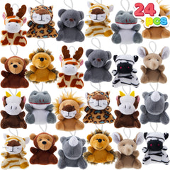 JOYIN mini safari plush 24pcs, soft texture for kids' playtime.