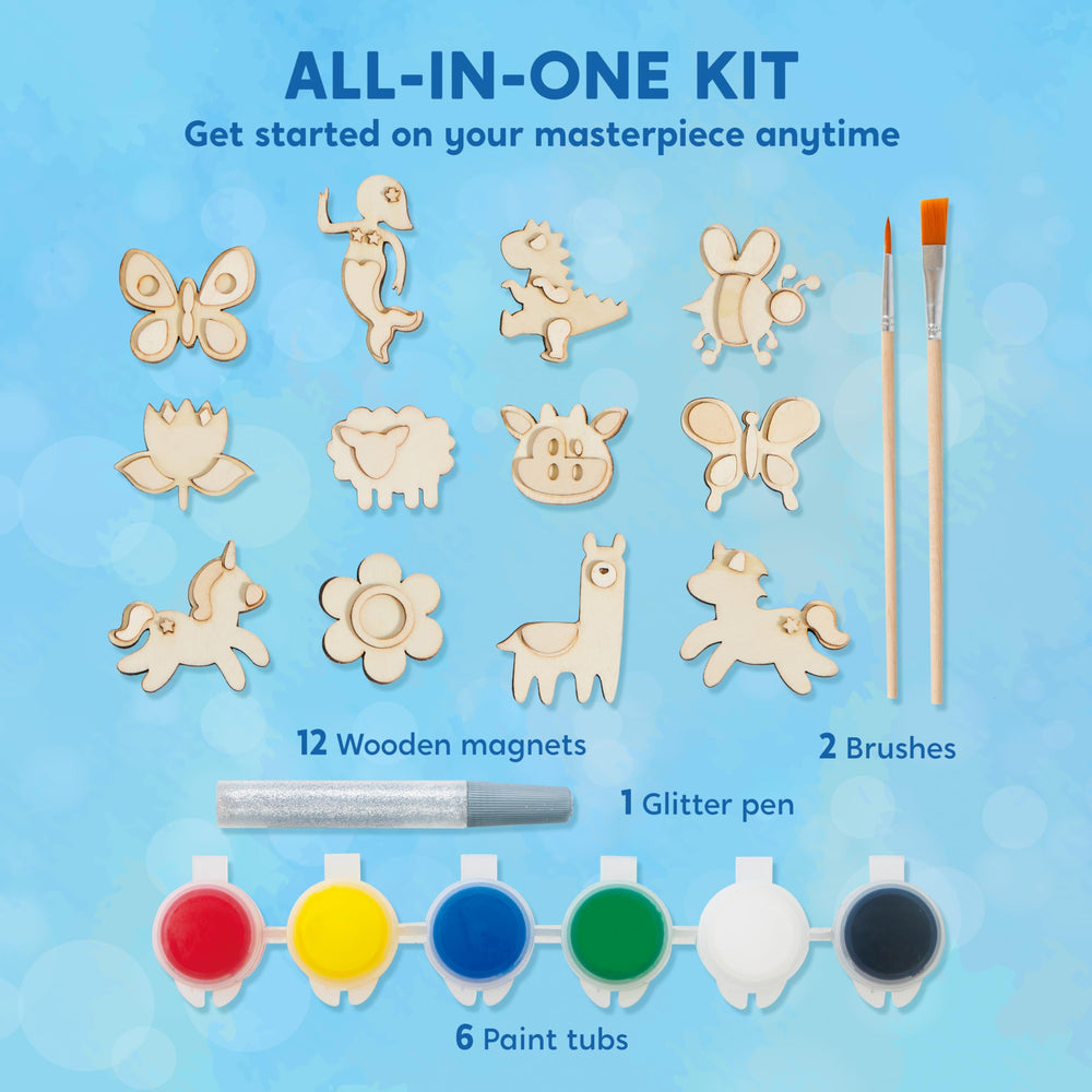 JOYIN glitter glue adds sparkle to wooden magnet crafts.