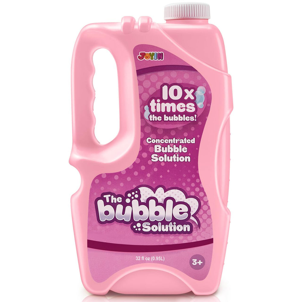 JOYIN pink 32oz bubble solution refill bottle for smooth, endless bubble action