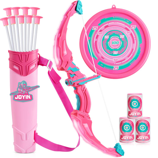 JOYIN Pink Bow and Arrow Set with pink-teal bow for imaginative indoor play