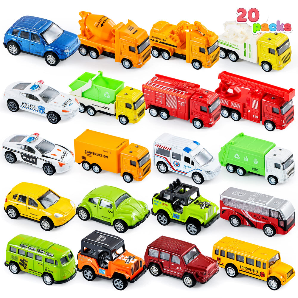 JOYIN pull-back cars with kids playing for bright party fun.