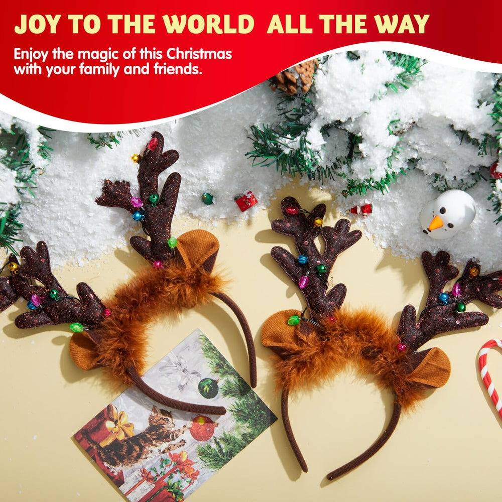 JOYIN reindeer headband worn by child during a holiday party.