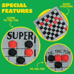 JOYIN reversible game mat for checkers and tic-tac-toe, indoors or outdoors