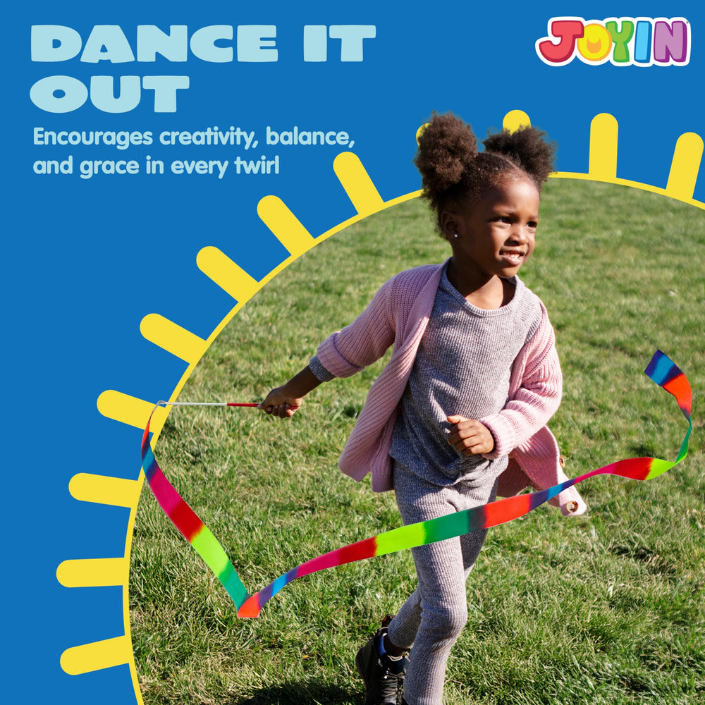 JOYIN ribbon-dancing-wand vibrant colors highlights fun, effortless twirls for beginners.