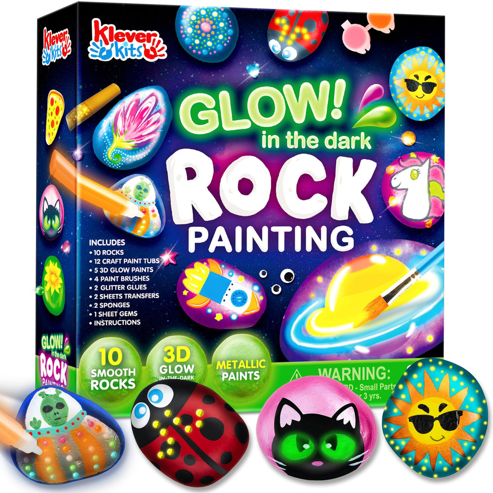 JOYIN Rock Painting Kit Glow Rocks illuminate designs in the dark for captivating play