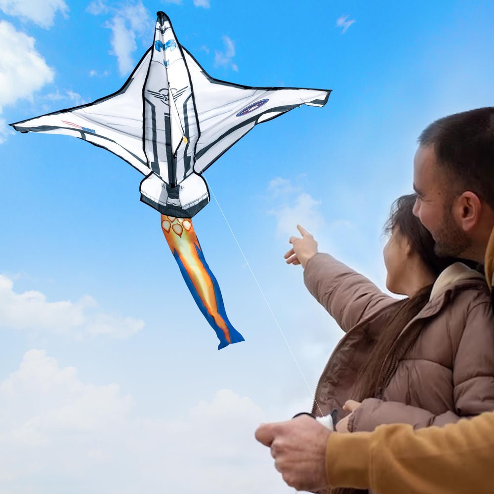 JOYIN Spaceship Kite features a 40-inch tail for stable, eye-catching flight.
