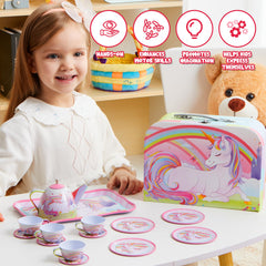 JOYIN unicorn tea set carrying case for tidy storage and portability