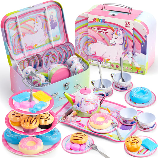 JOYIN unicorn tea set teapot for imaginative play and pretend tea parties