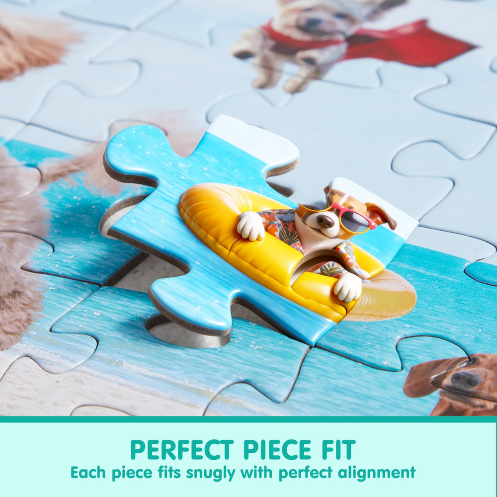 JOYIN Vacation Pups puzzle featuring puppy artwork invites kids to imaginative play sessions.