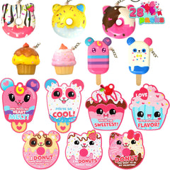 JOYIN Valentine dessert squishy donuts close-up, soft texture ideal for stress relief and classroom fun.