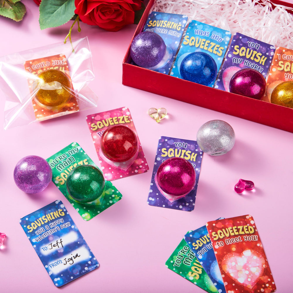 JOYIN Valentine stretchy ball glitter pink for gift exchanges and engagement.