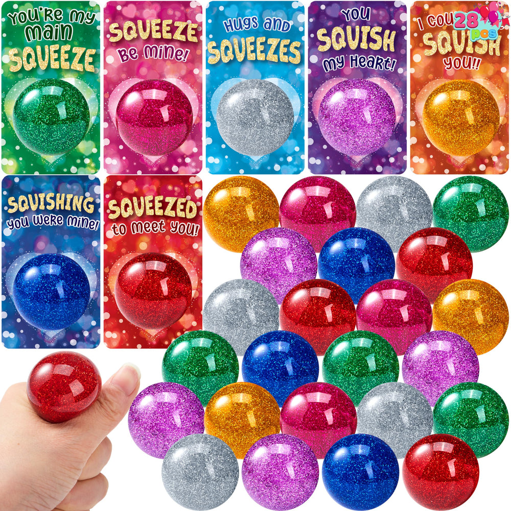 JOYIN Valentine stretchy ball glitter red for classroom gifts and tactile play.