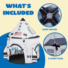 JOYIN rocket ship tent features water resistant fabric that cleans easily