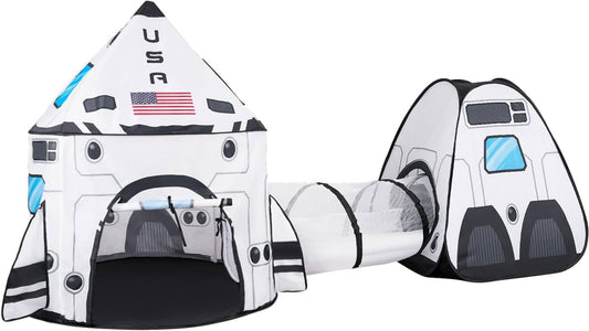 JOYIN White Rocket Ship Pop Up Tent provides a bright, inviting play space for imaginative indoor adventures.