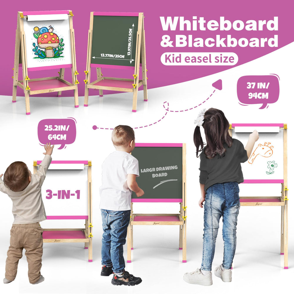 JOYOOSS adjustable-height easel lets kids grow with their artwork.