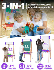 JOYOOSS double-sided board offers magnetic drawing and chalkboard use for creativity.