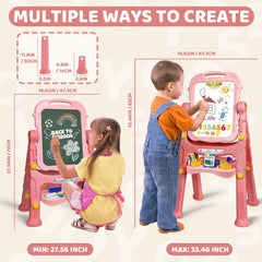 Joyooss adjustable-height kids easel supports comfortable painting and learning.