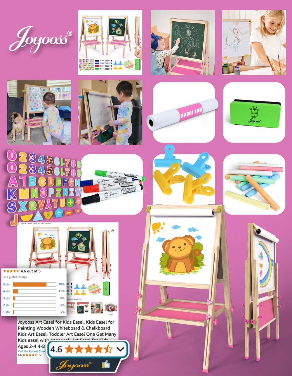 Joyooss Art Easel magnetic tray keeps tools within reach.