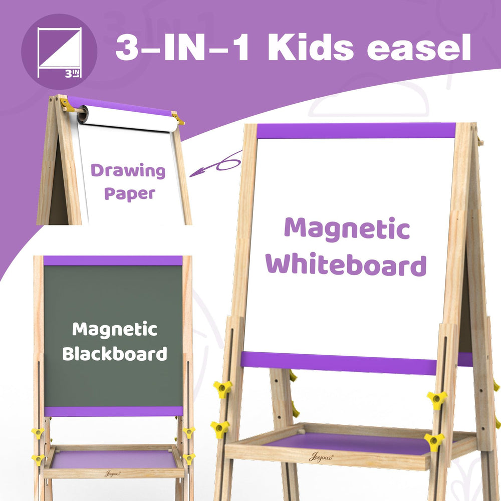 JOYOOSS wooden easel delivers sturdy safety for toddlers and all ages.