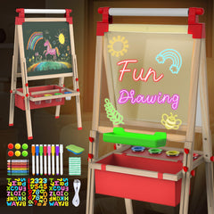 JOYOOSS LED easel for kids drawing board with double sides for creativity and learning.