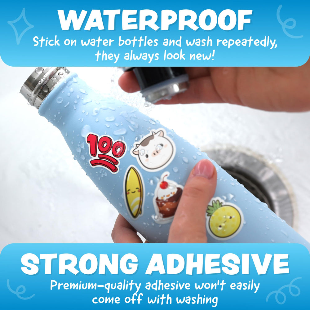 Joyousa 324-sticker set on laptop or bottle offers waterproof, durable fun.