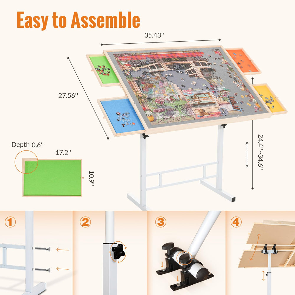 JoyPcsTable adjustable-height tilting legs support comfortable puzzle angles for adults and seniors.