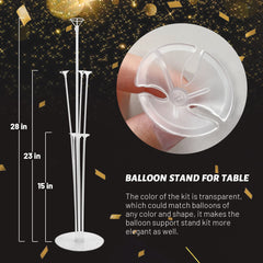 JOYPOP balloon stand assembly close-up highlights easy setup.
